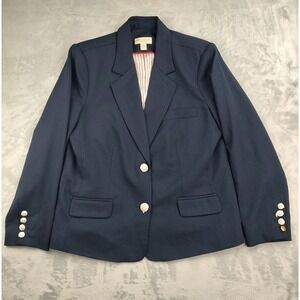 Appleseeds Petites Navy Blue Blazer Classic Button Front Womens Size 14P